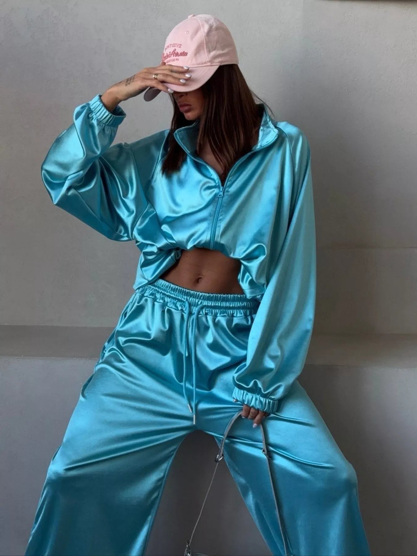 Trendsi Zip Up Raglan Sleeve Jacket and Pants Set -