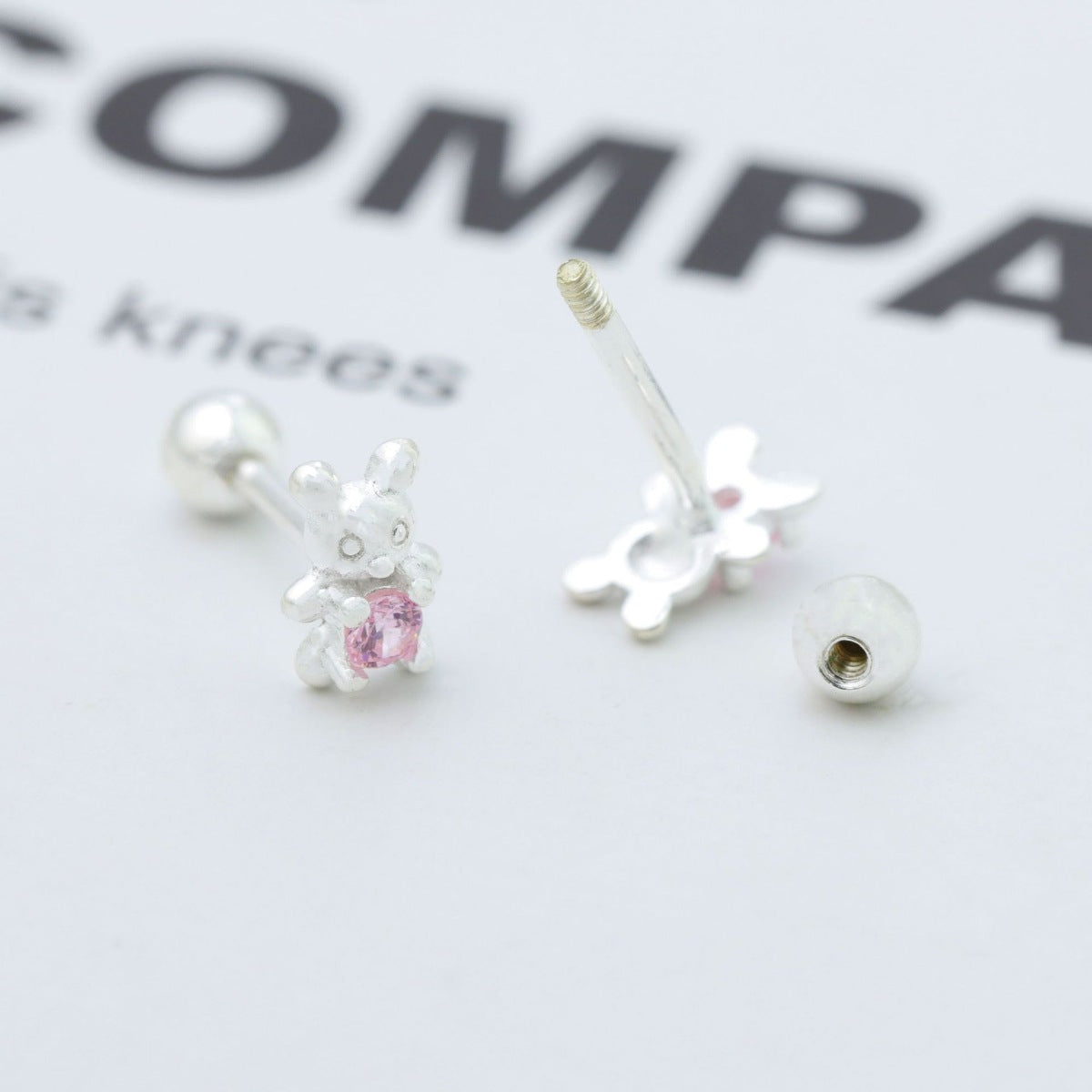 Trendsi 925 Sterling Silver Bear Stud Earrings -