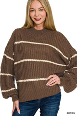 Trendsi Zenana Oversize Striped Sweater -