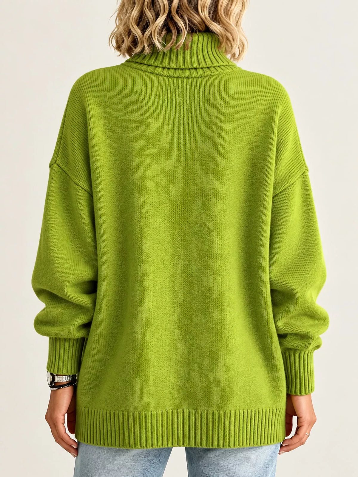 Oversized Turtleneck Pullover Sweater — back view