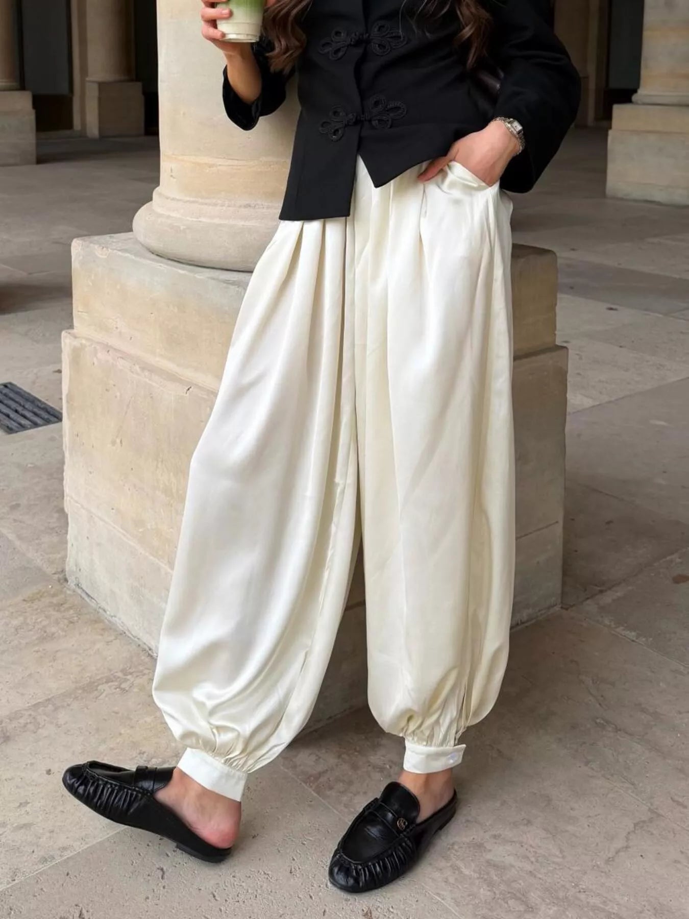 Trendsi High-Waisted Satin Balloon Pants -