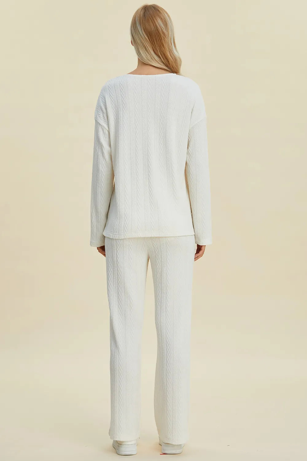 Women's Cable-Knit Long Sleeve Top and Pants Set — product view 5