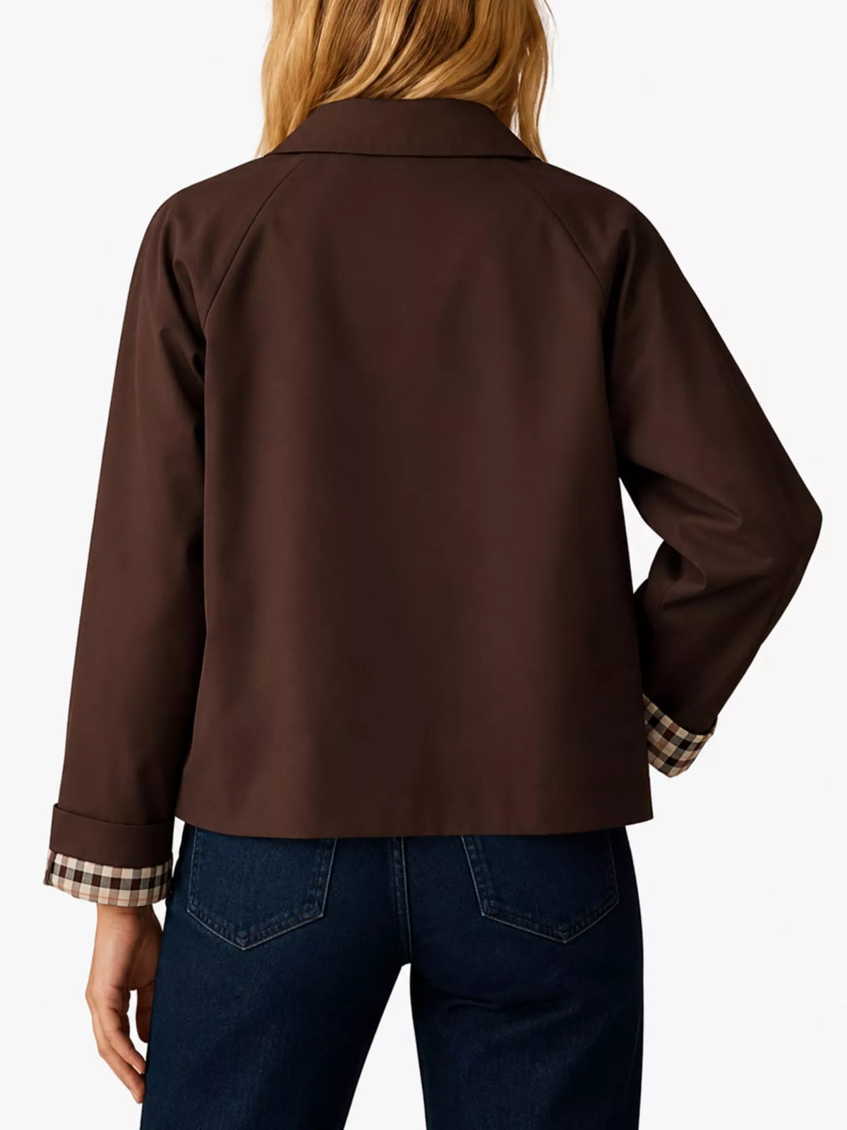Cropped trench jacket, brown back