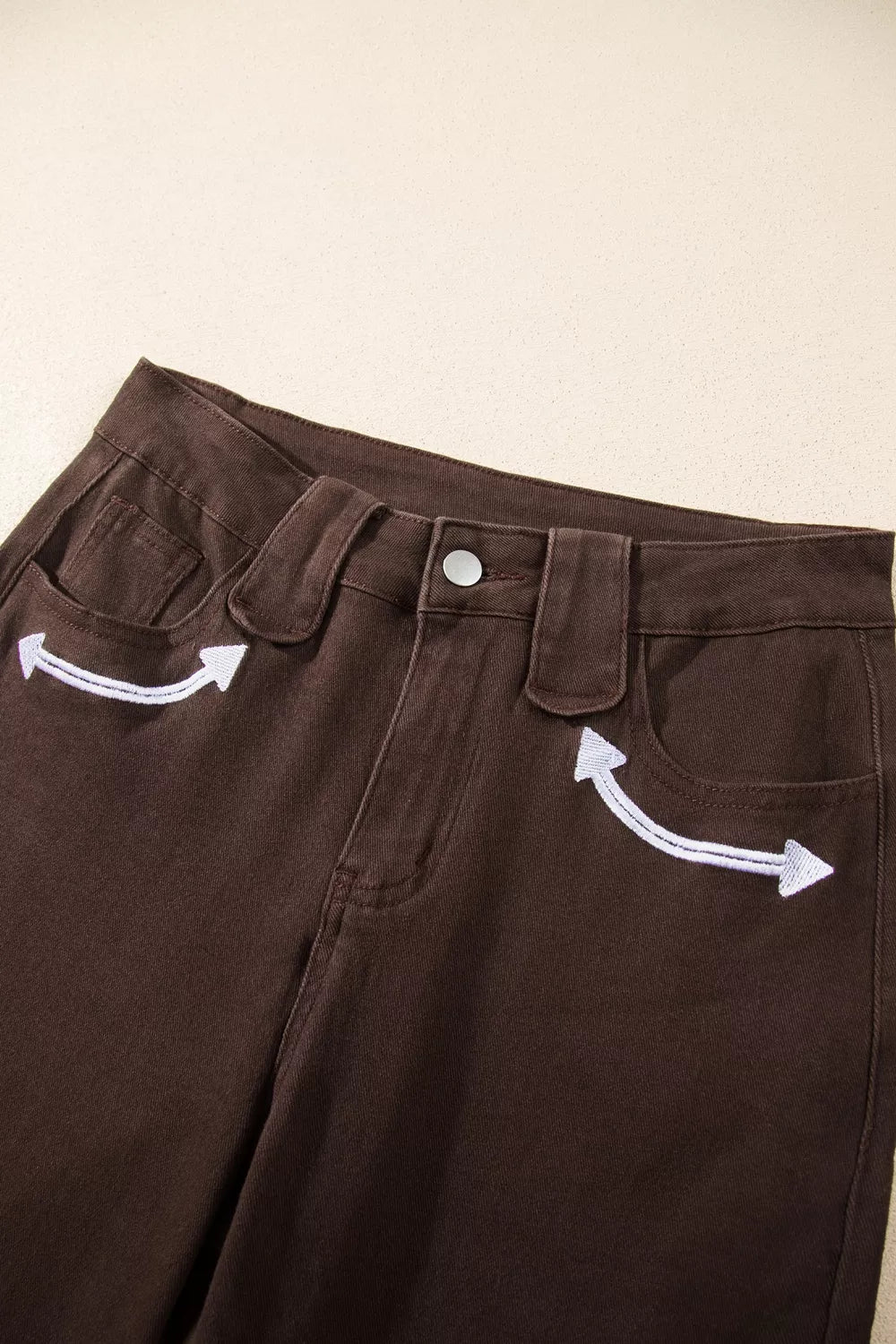 Trendsi Western Colorblock Pockets Button Fly Decorative Belt Loops Straight Leg Jeans -