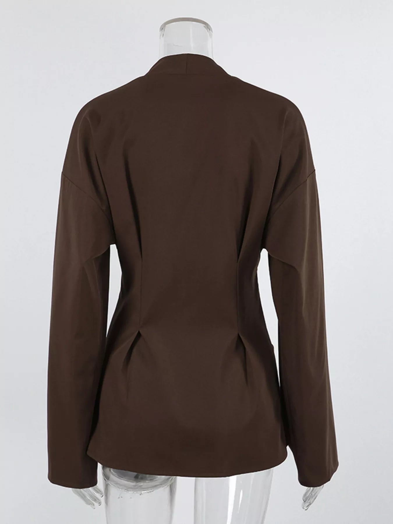 Trendsi Pleated Waist Blouse with Button Detail -