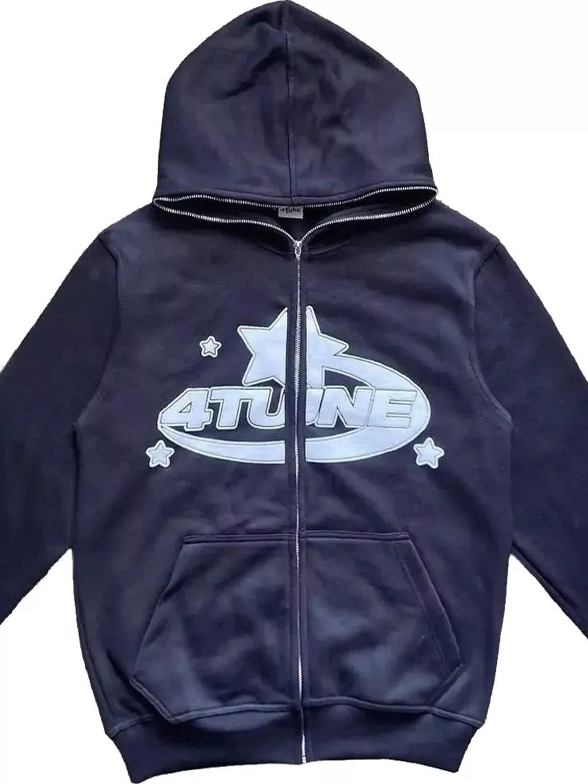Letter-print hoodie, navy flat lay