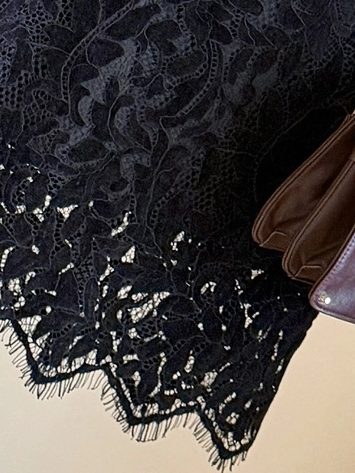Black high-waisted lace skirt
