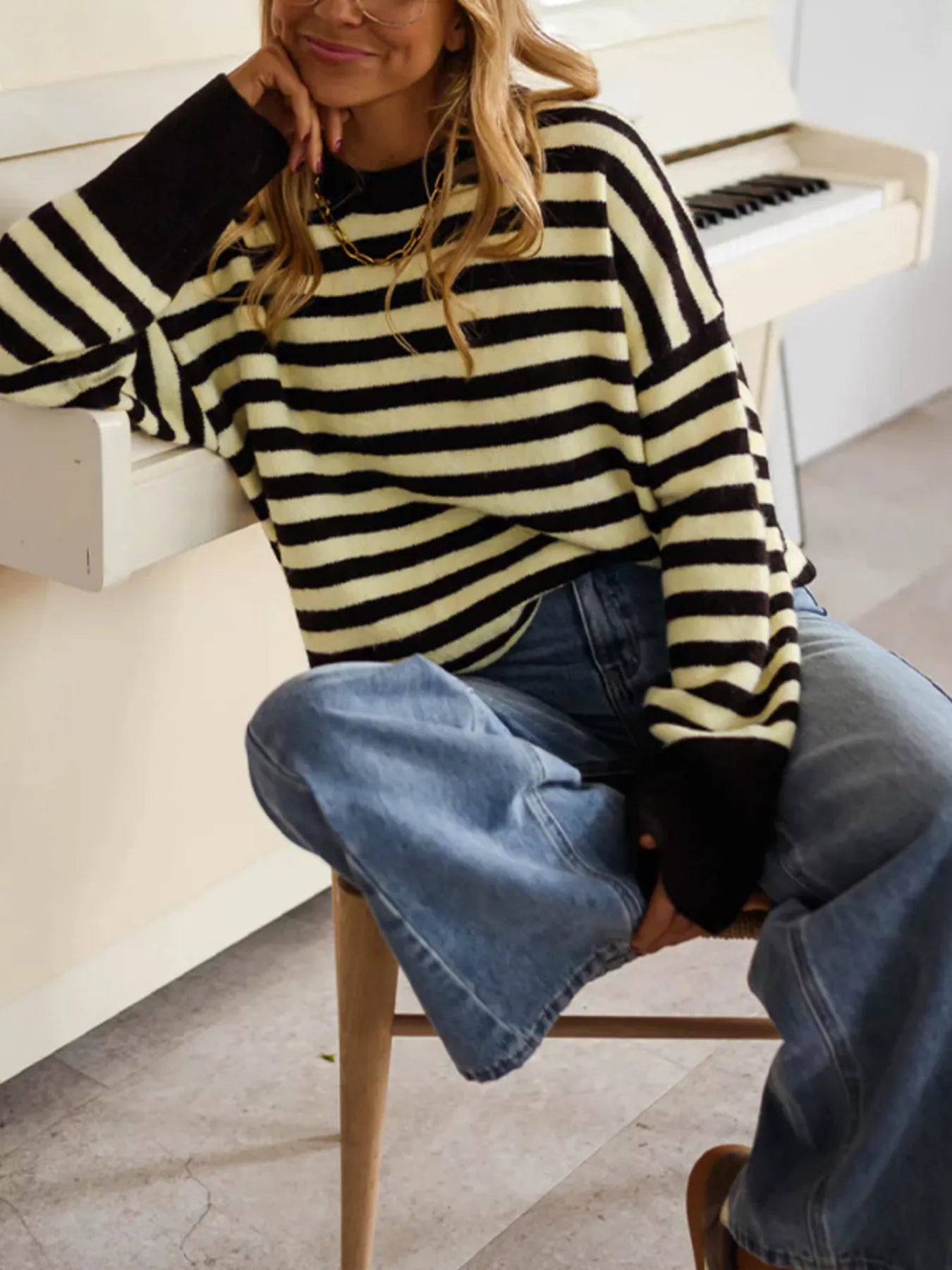 Trendsi Striped Crew Neck Sweater -