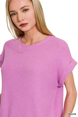 Trendsi Zenana Rolled Sleeve Top and Pants Sweater Set -