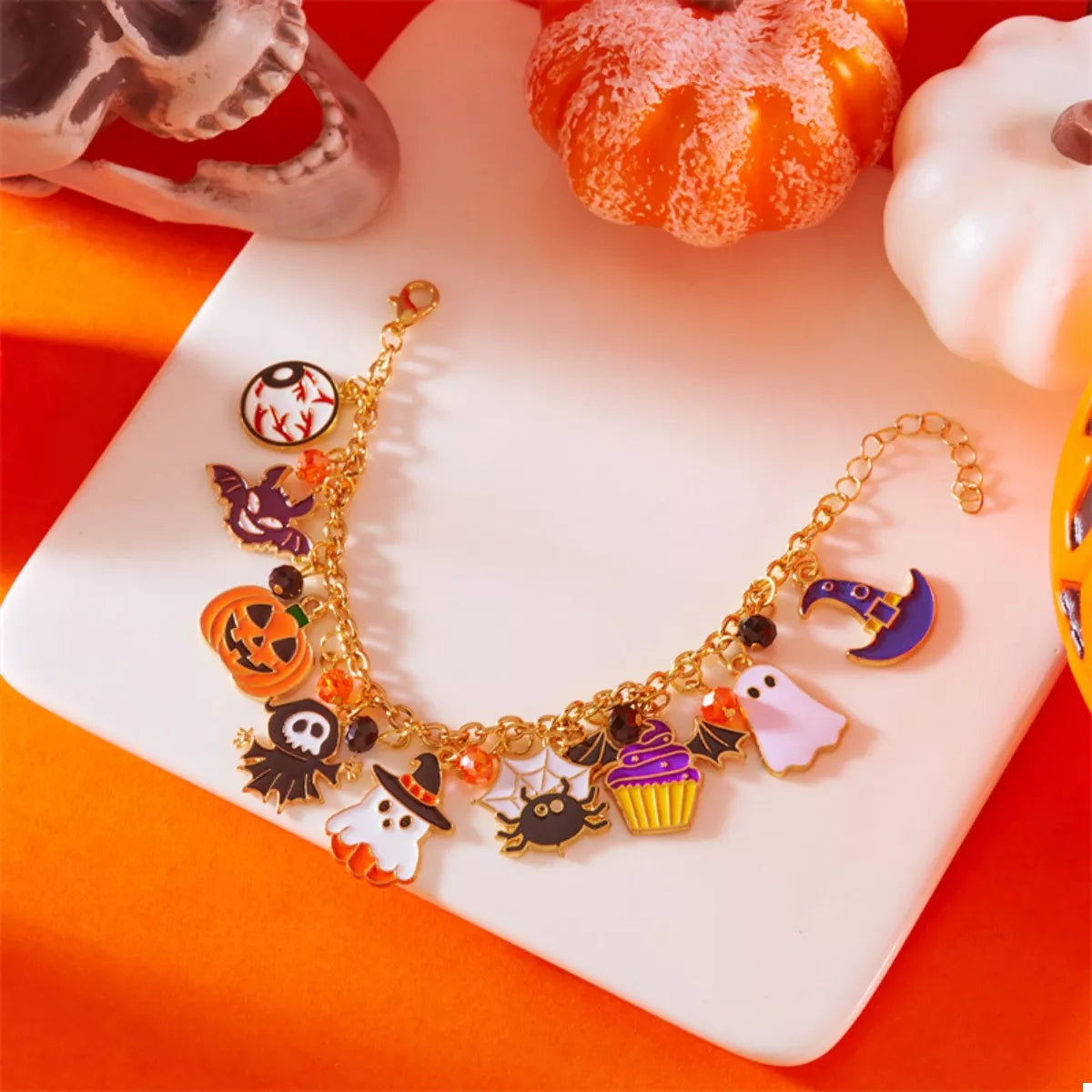 Trendsi 18K Gold-Plated Halloween Charm Bracelet -