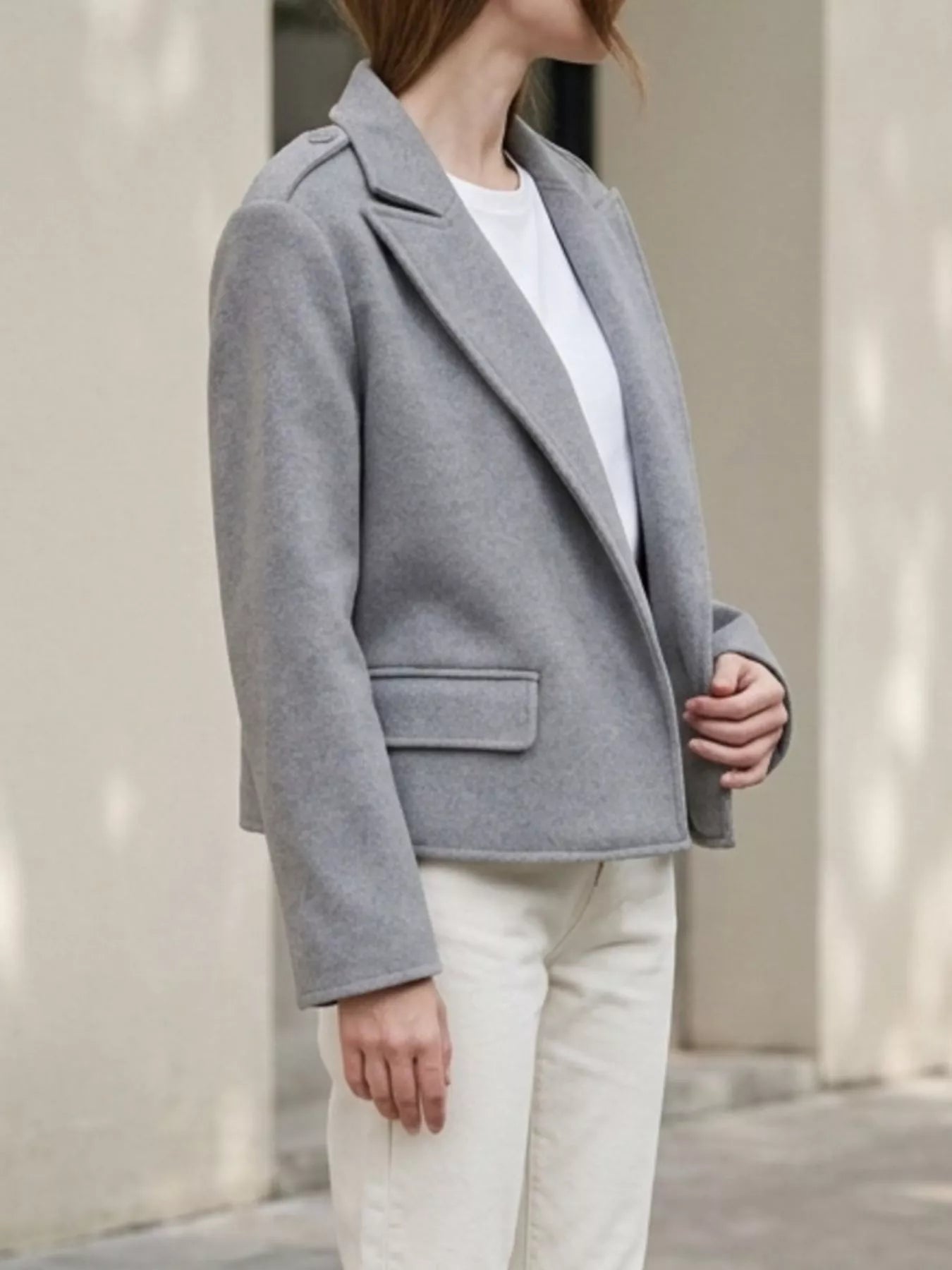 Trendsi Lapel Collar Cropped Outerwear -