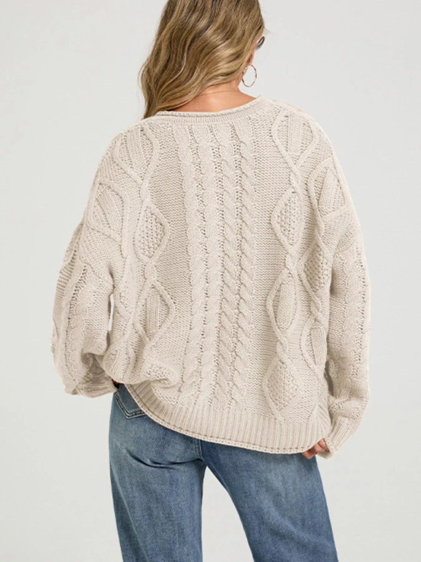 Trendsi Cable-Knit Button-Down Cardigan -