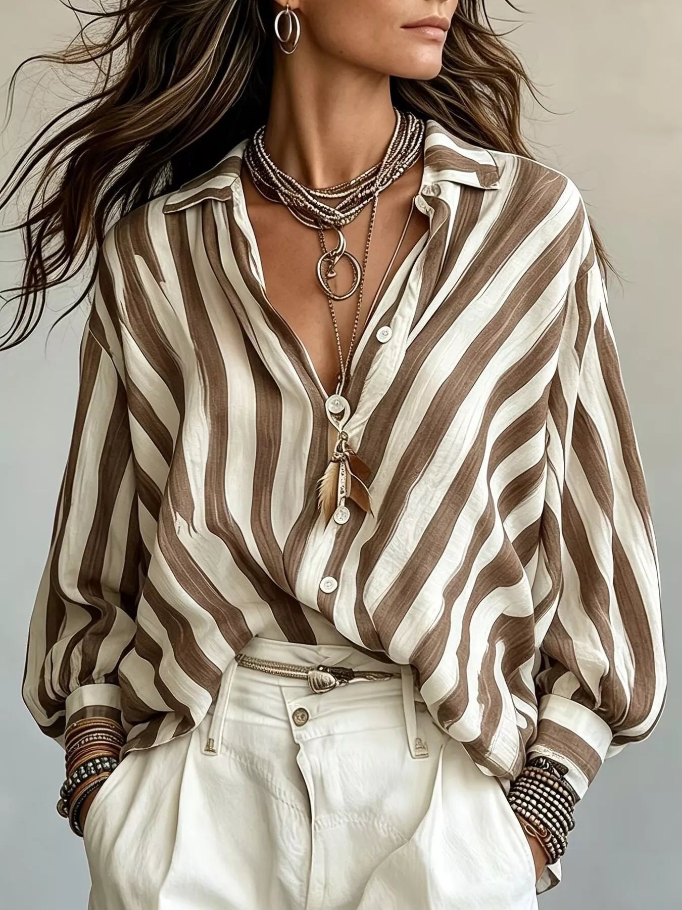 Trendsi Striped Loose Fit Shirt -