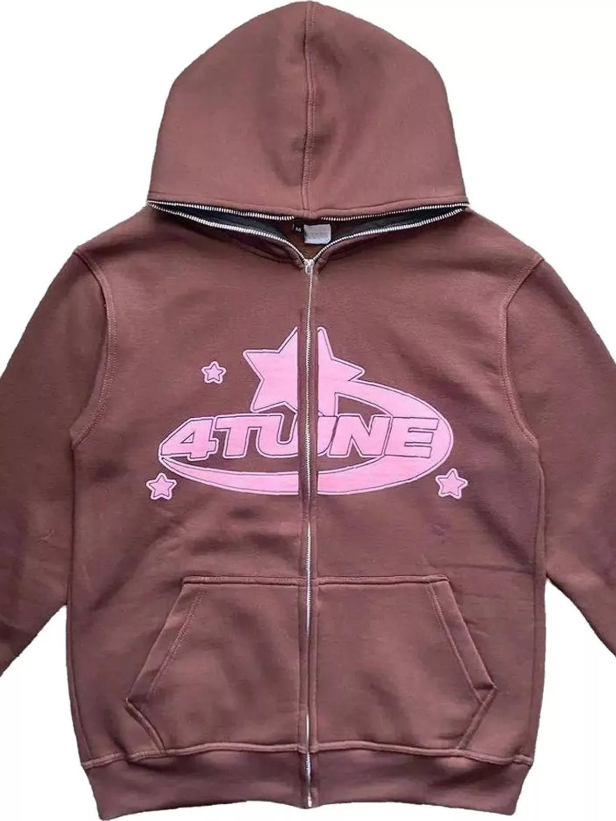 Letter-print hoodie, brown flat lay
