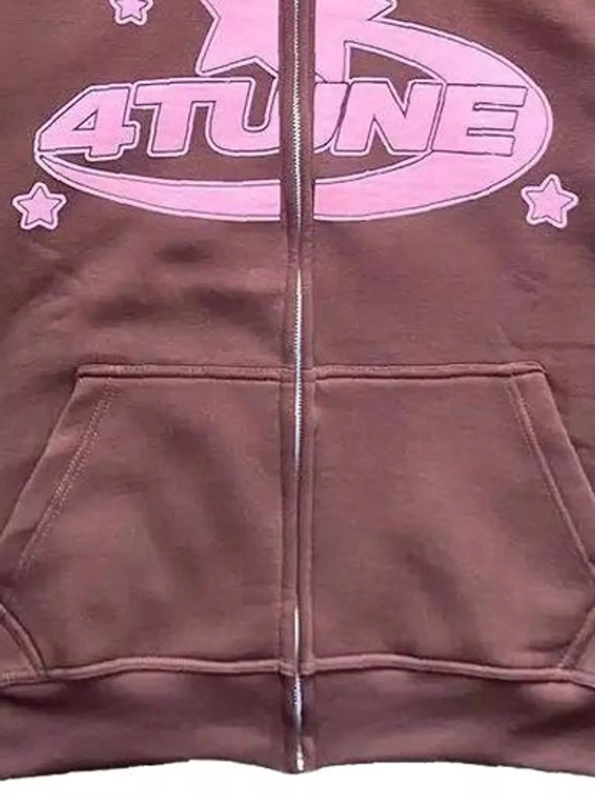 Letter-print hoodie, brown graphic and pockets