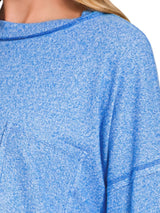 Trendsi Zenana Soft Melange Hacci Round-Neck Long Sleeve T-Shirt -