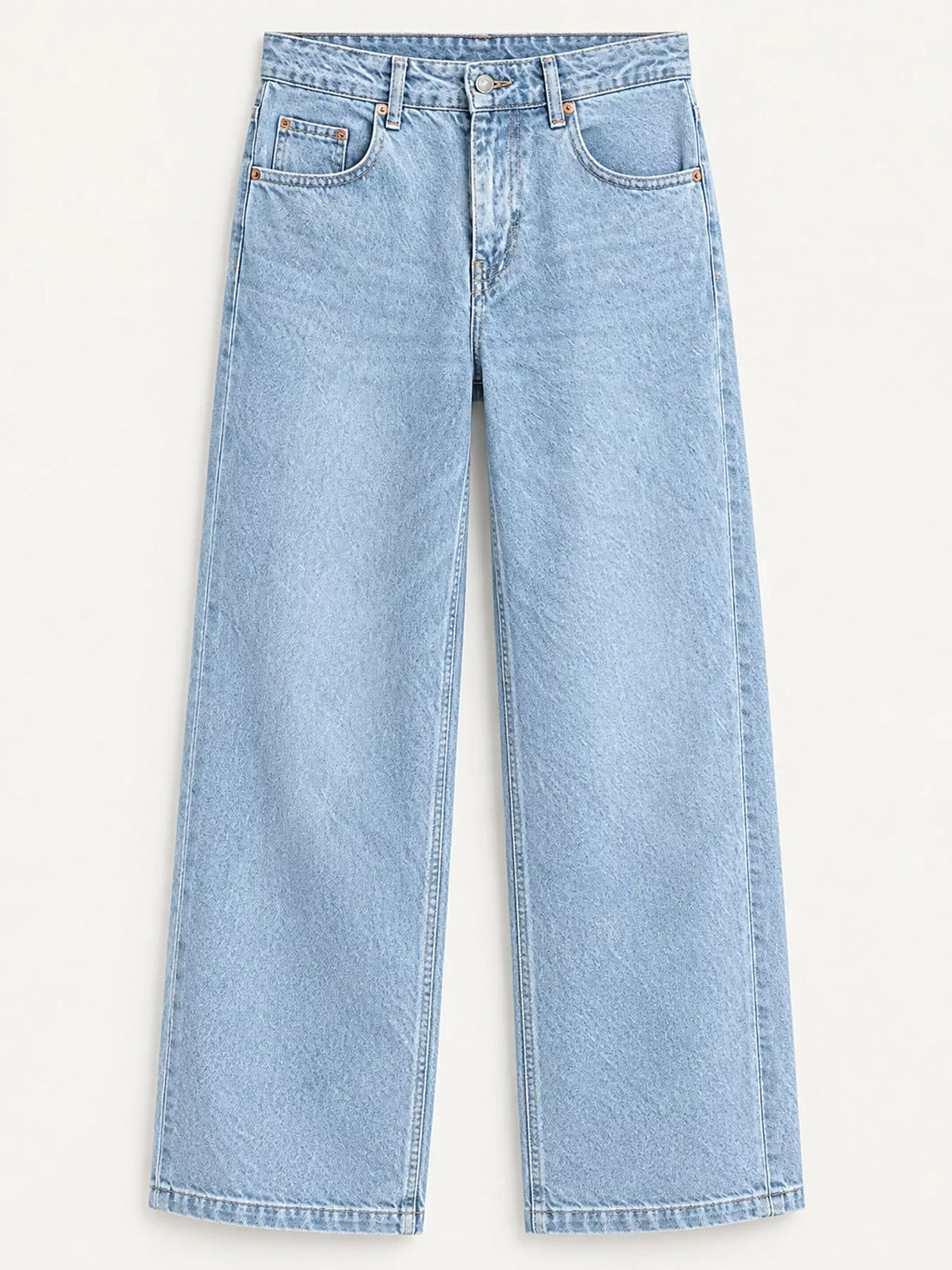 Wide-Leg Vintage Wash Jeans in light blue, front view