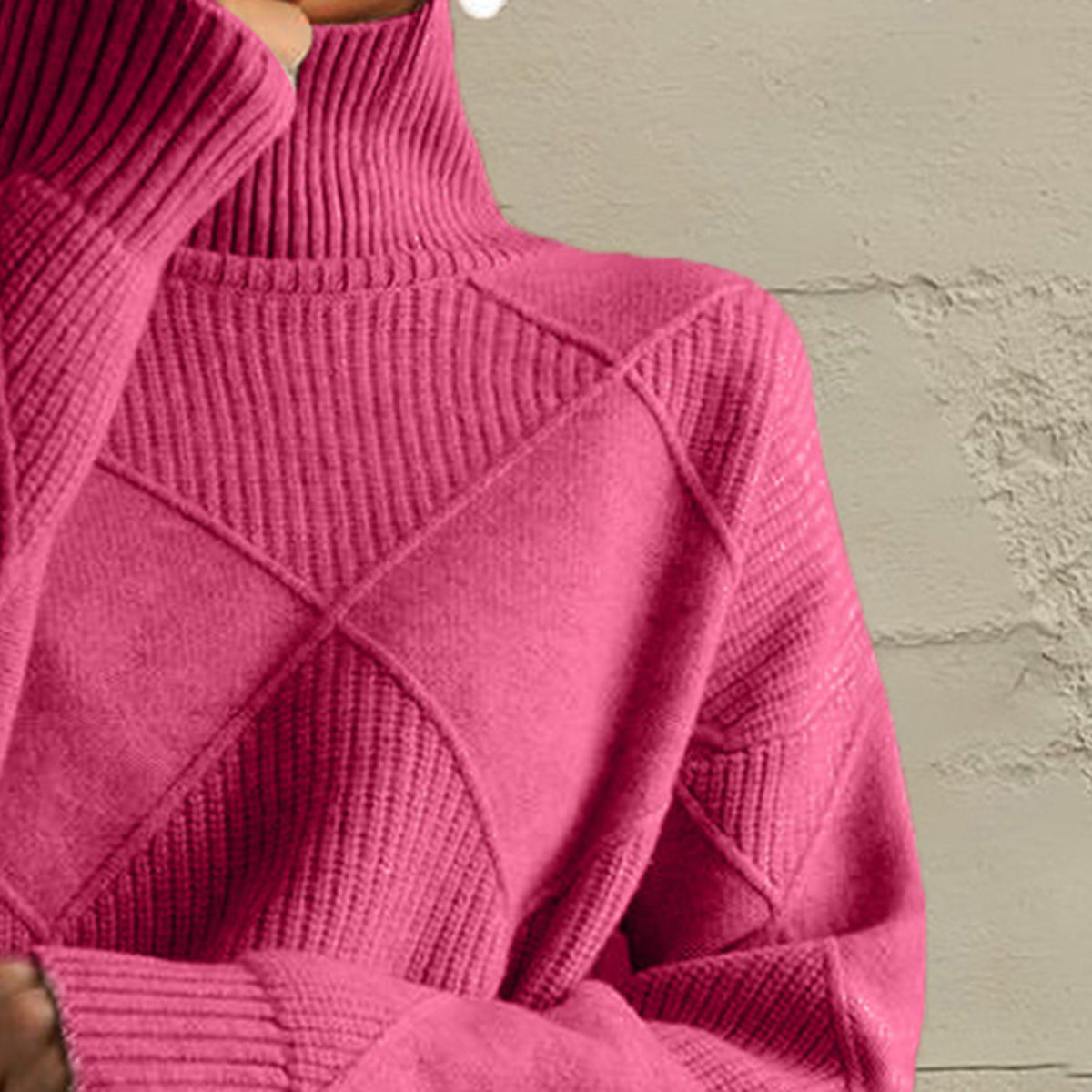 Trendsi Geometric Turtleneck Long Sleeve Sweater -