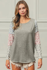 Trendsi BiBi French Terry with Paisley Triblend Color Block - Dresses
