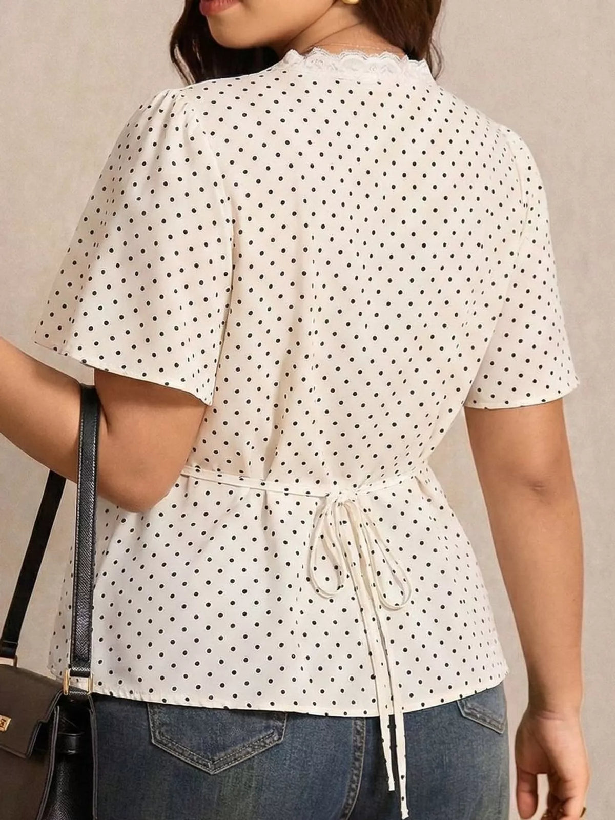 Polka-dot lace blouse, cream back