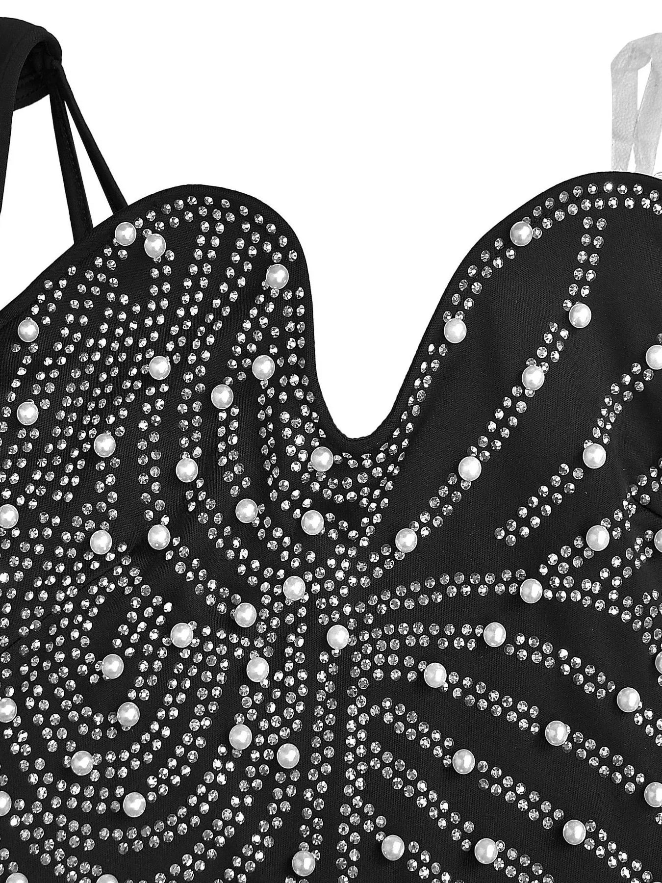 Trendsi Rhinestone Pearl Detail One-Shoulder Mermaid Maxi Dress -