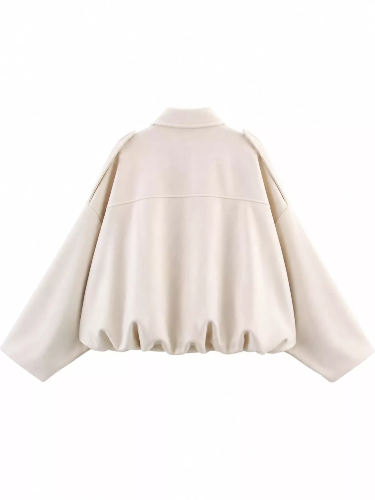 Oversized zip jacket, ivory back