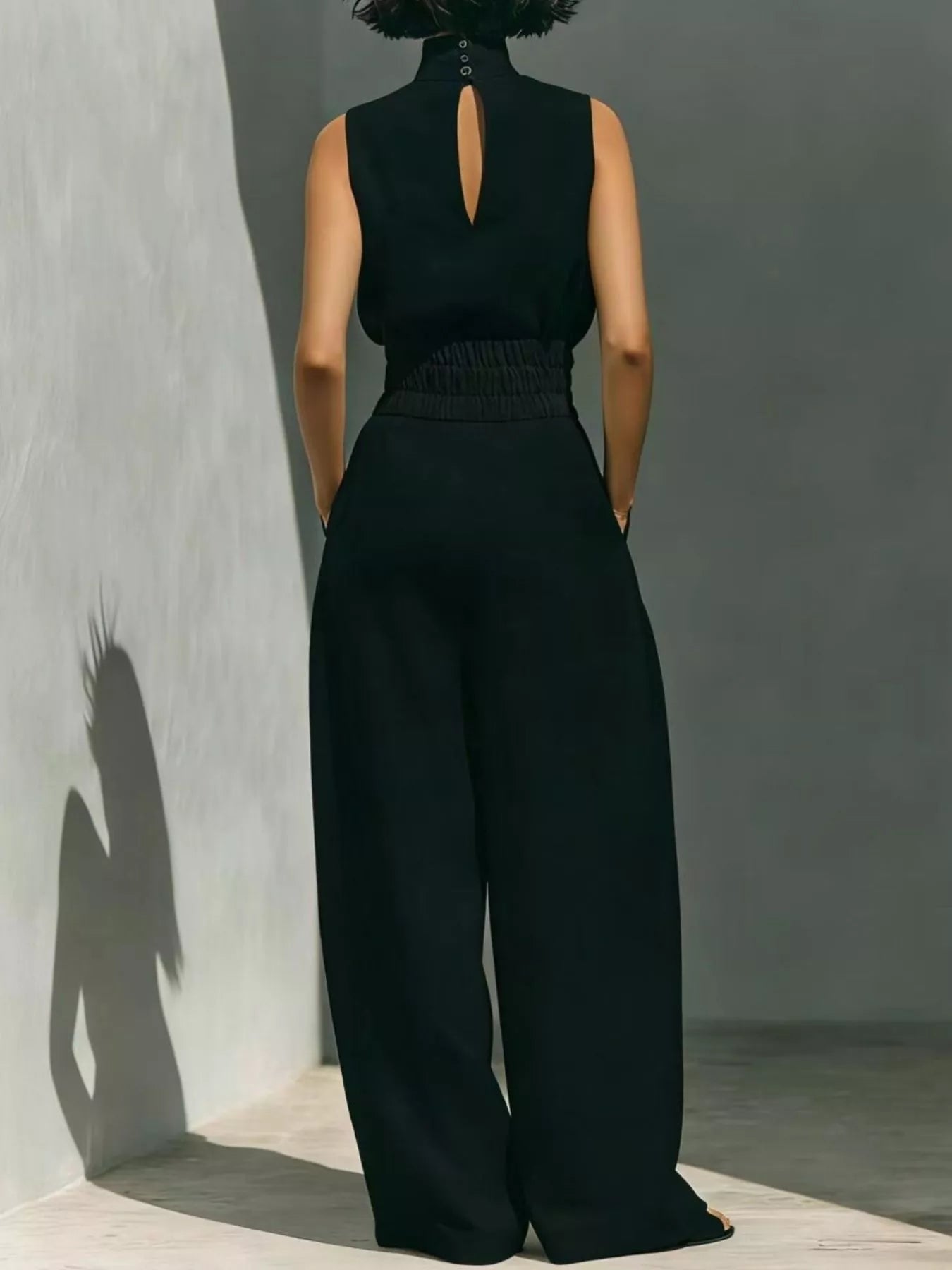 Trendsi Full Size Sleeveless Wide-Leg Jumpsuit with Smocked Waist Plus Size -