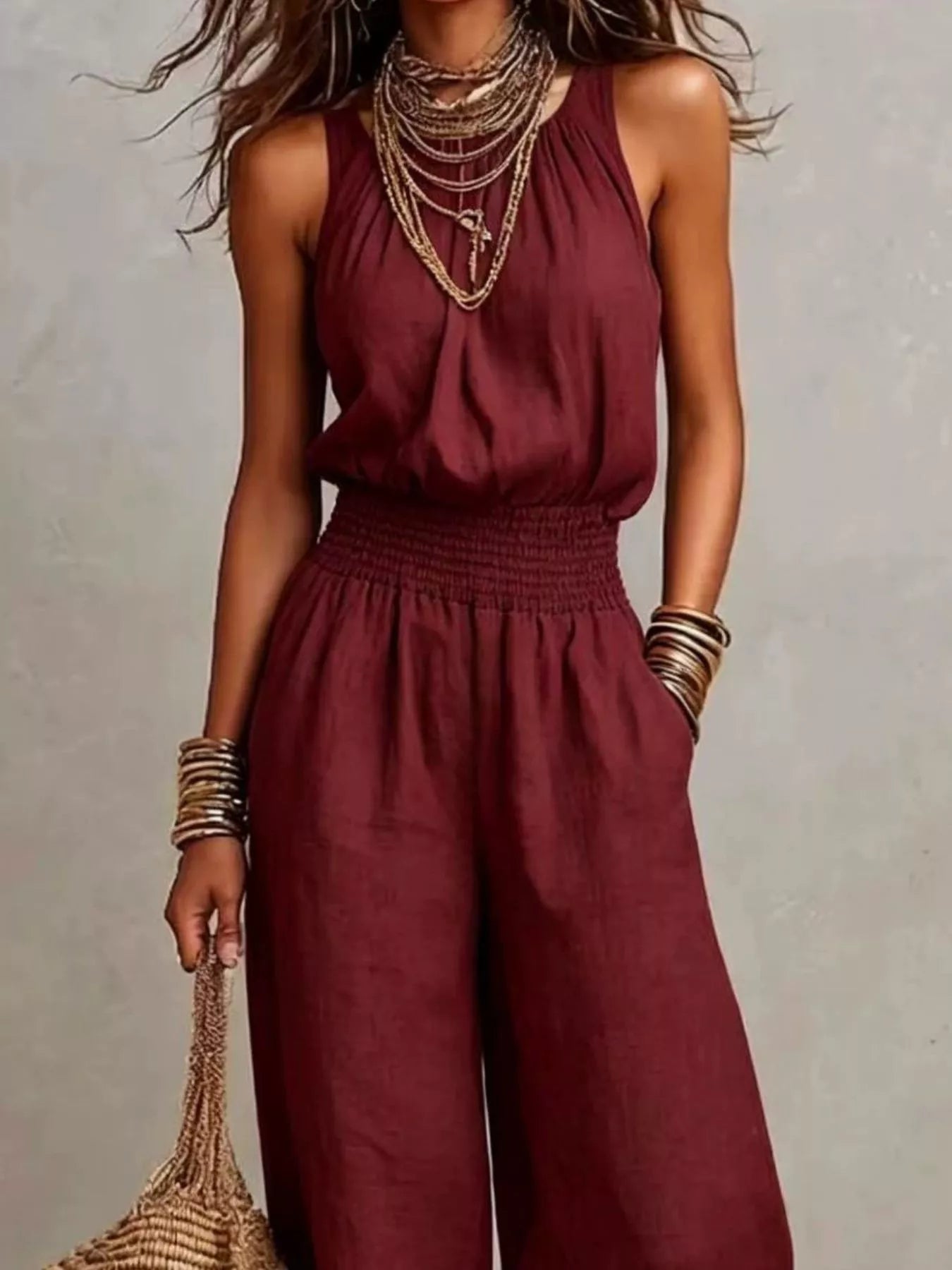 Trendsi Elegant Halter Neck Wide-Leg Jumpsuit -
