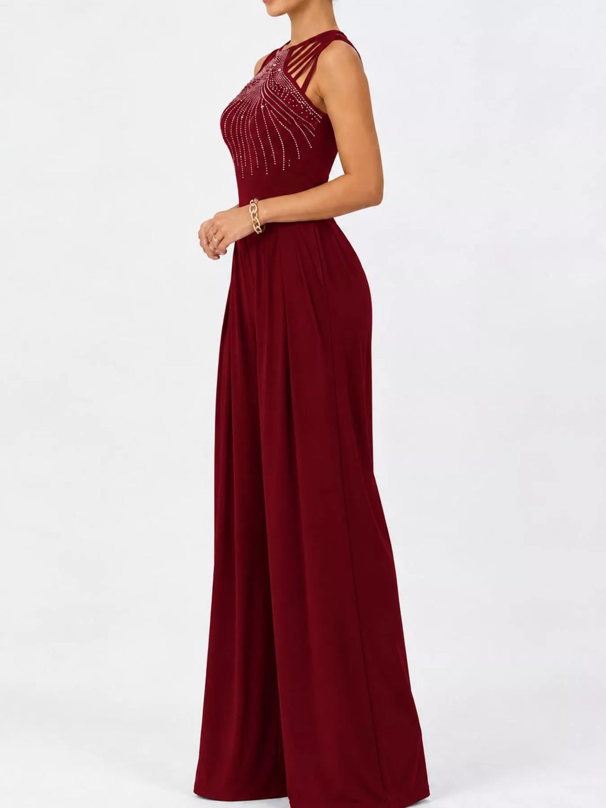 Wide-leg sleeveless jumpsuit