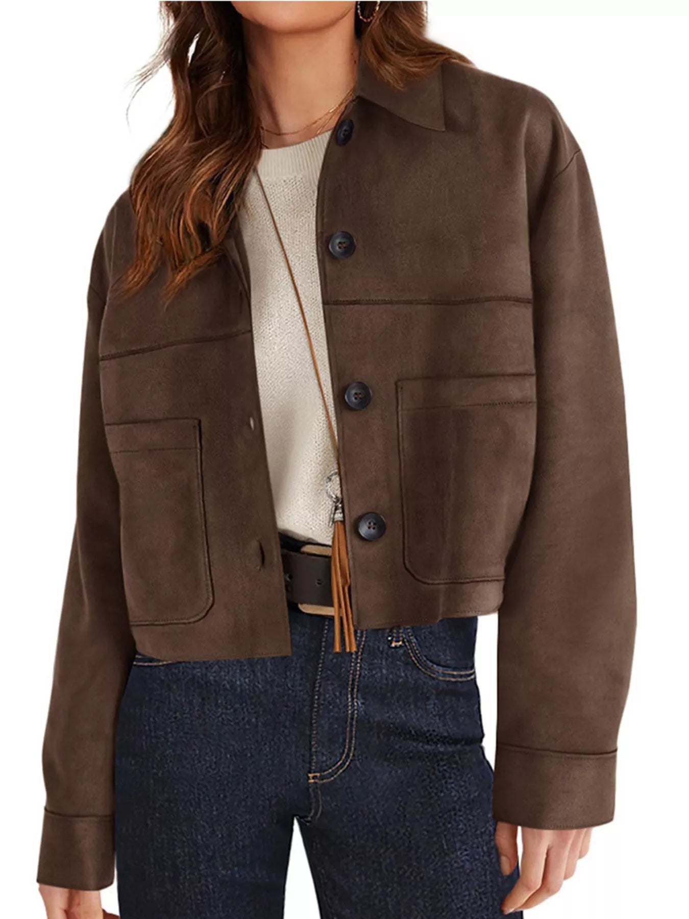 Trendsi Button-Down Cropped Jacket -