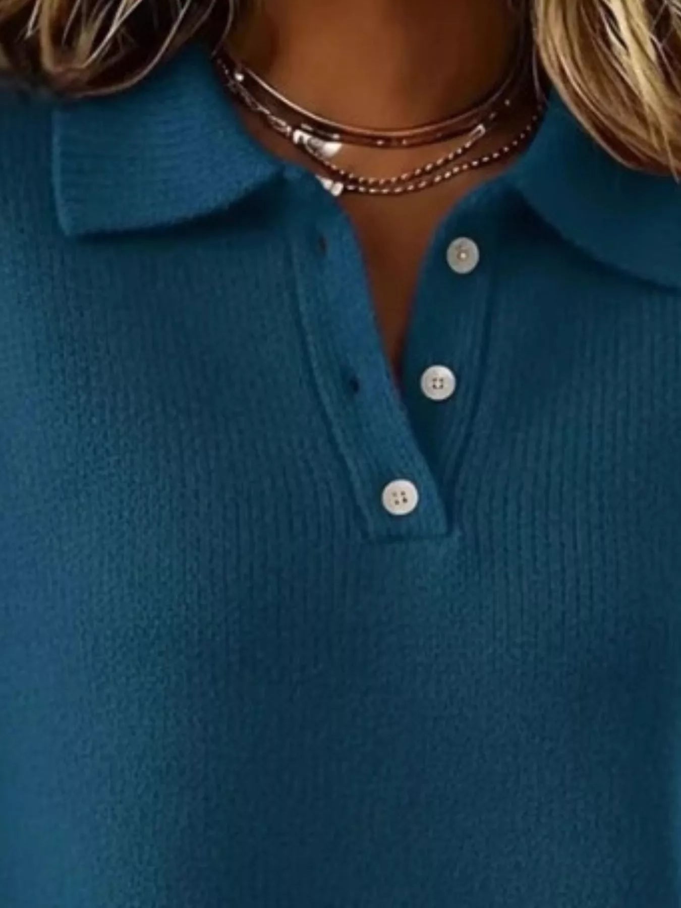 Trendsi Full Size Button Detail Dropped Shoulder Sweater Plus Size -