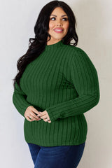 Trendsi Basic Bae Full Size Ribbed Mock Neck Long Sleeve T-Shirt -