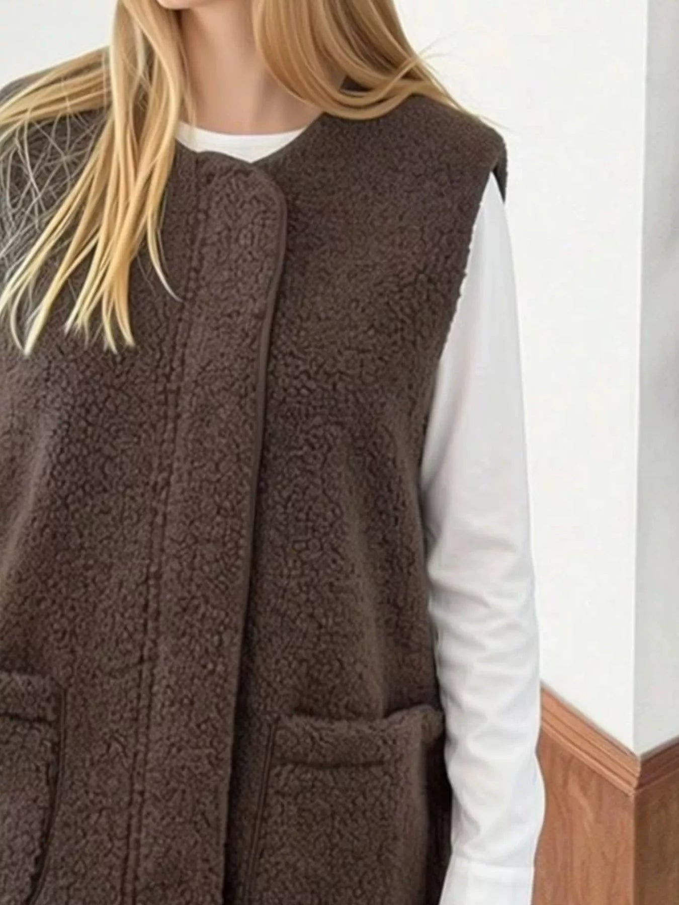Trendsi Sherpa Sleeveless Vest Coat -