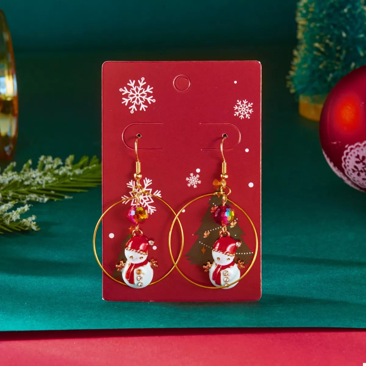 Trendsi 18K Gold-Plated Christmas Snowman Earrings -