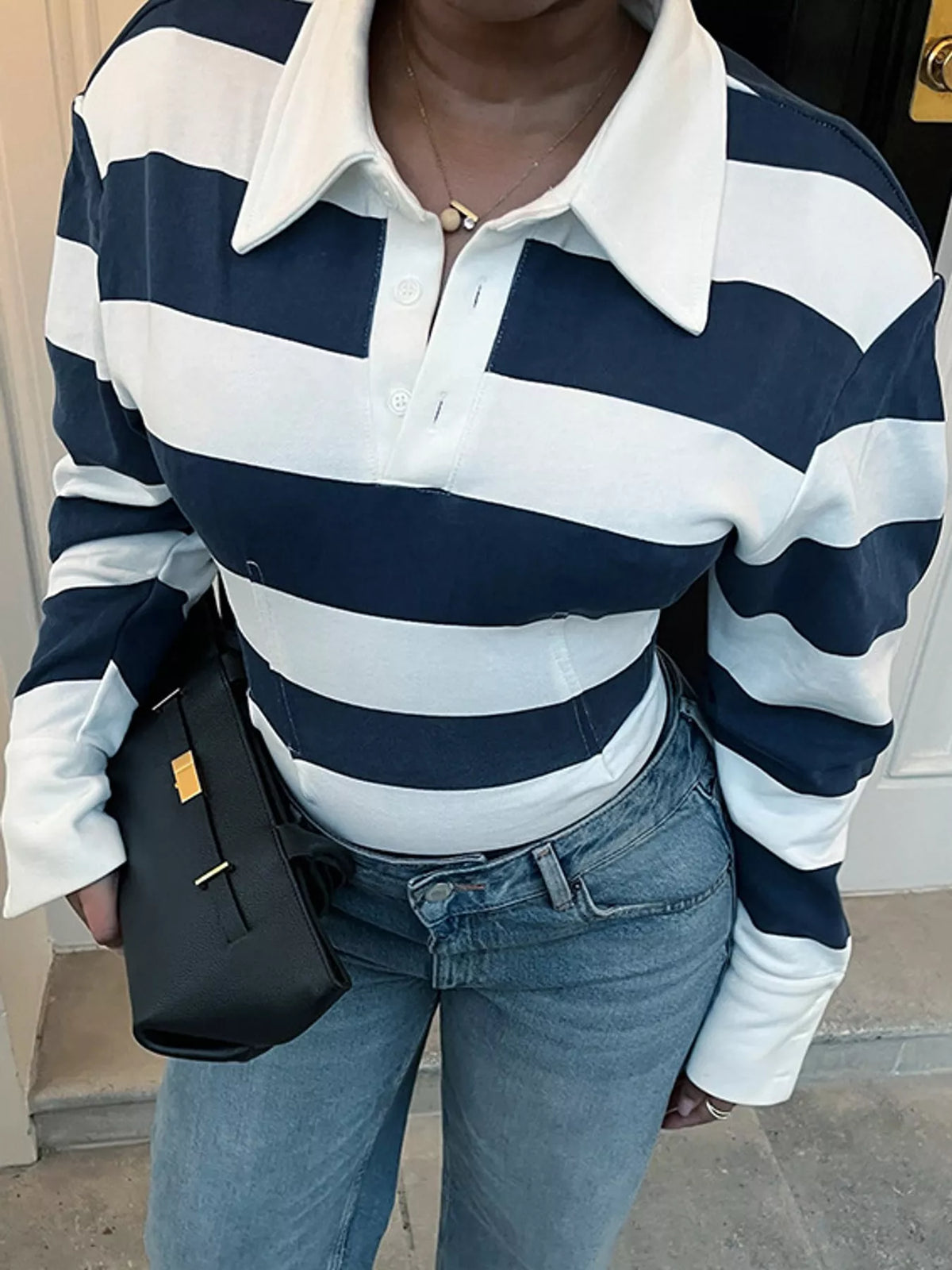 Collared long sleeve top, construction and design details