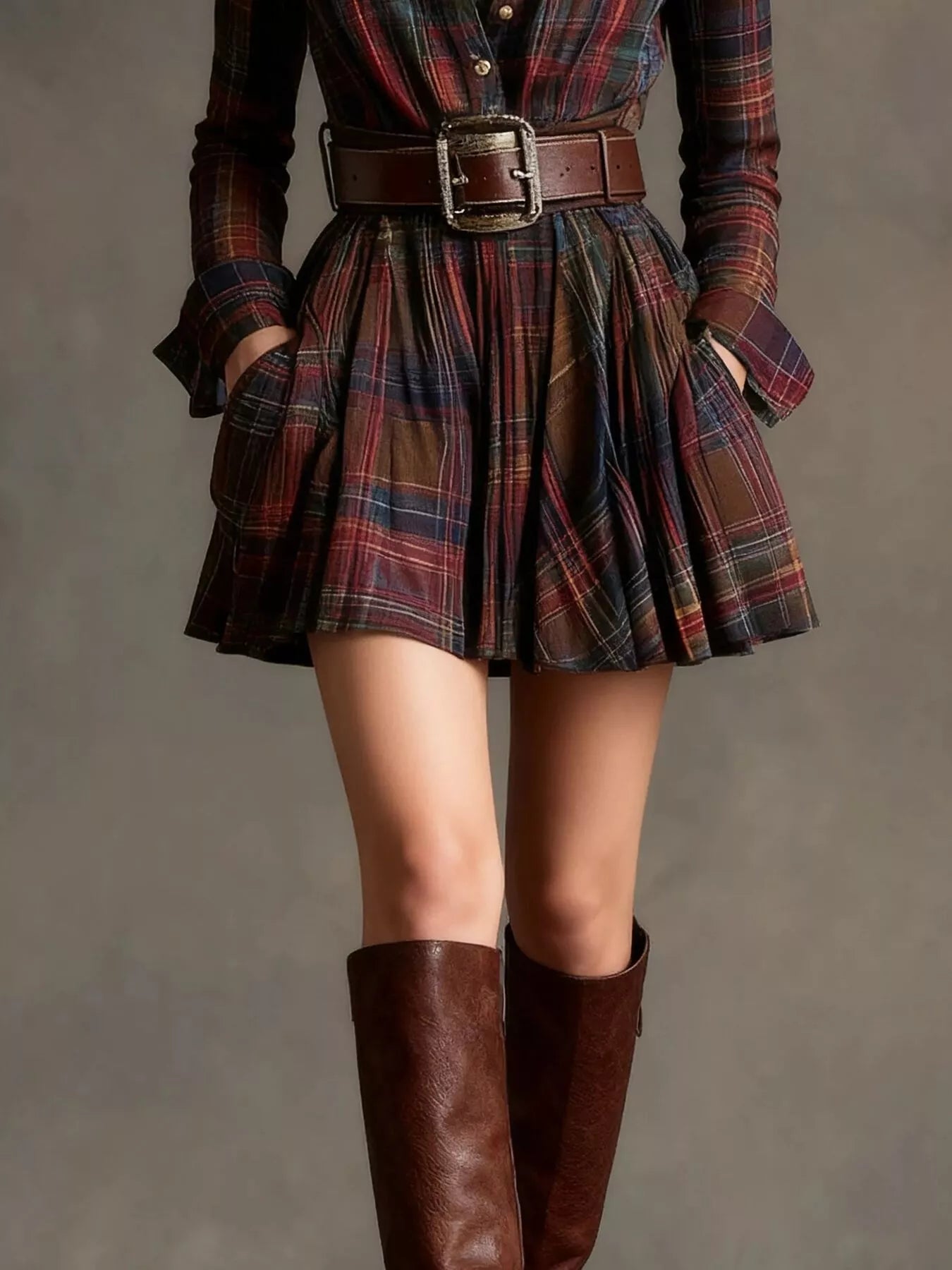 Trendsi Full Size Plaid Long Sleeve Shirt Dress Plus Size -