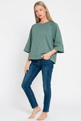 Trendsi Zenana Scuba 3/4 Sleeve Pullover -
