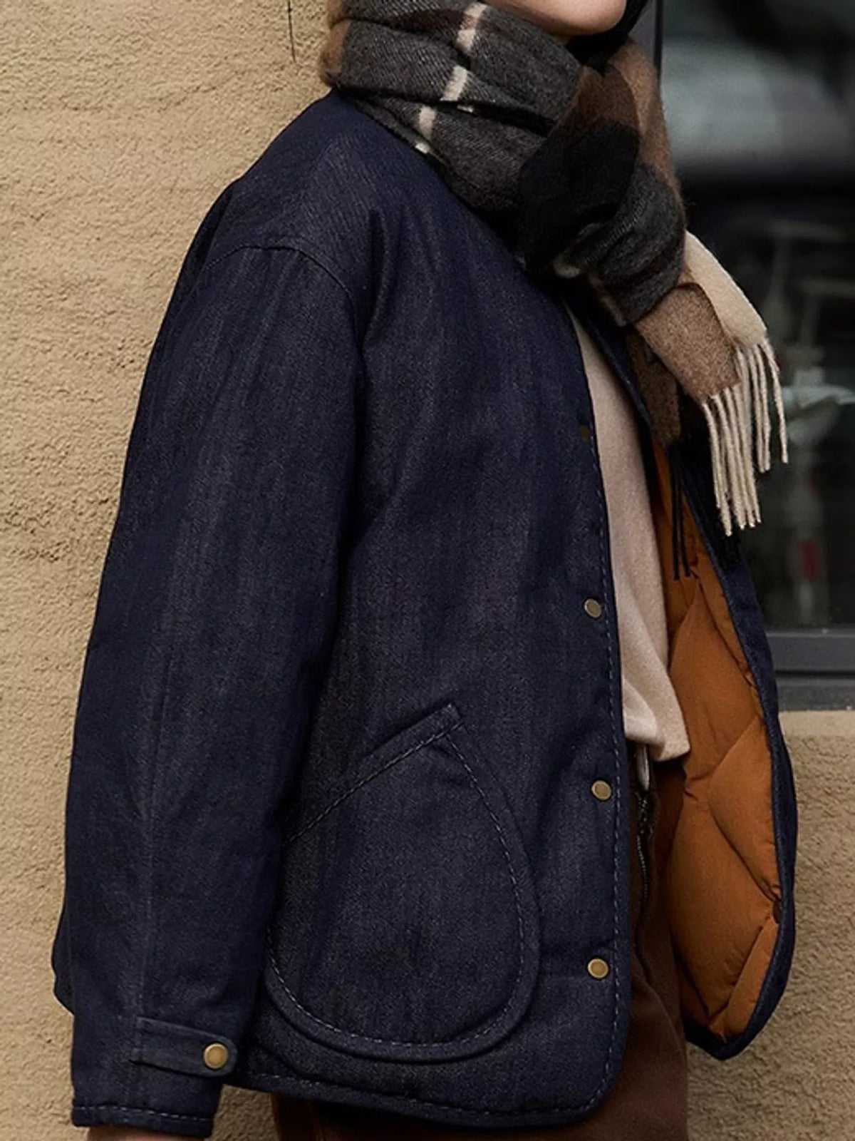 Reversible Diamond-Quilted Cropped Down Jacket, front view