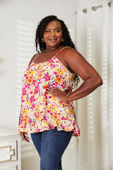 Trendsi Double Take Floral Scoop Neck Ruffle Hem Cami -