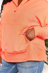 Trendsi Double Take Quarter-Snap Dropped Shoulder Hoodie - Shirts