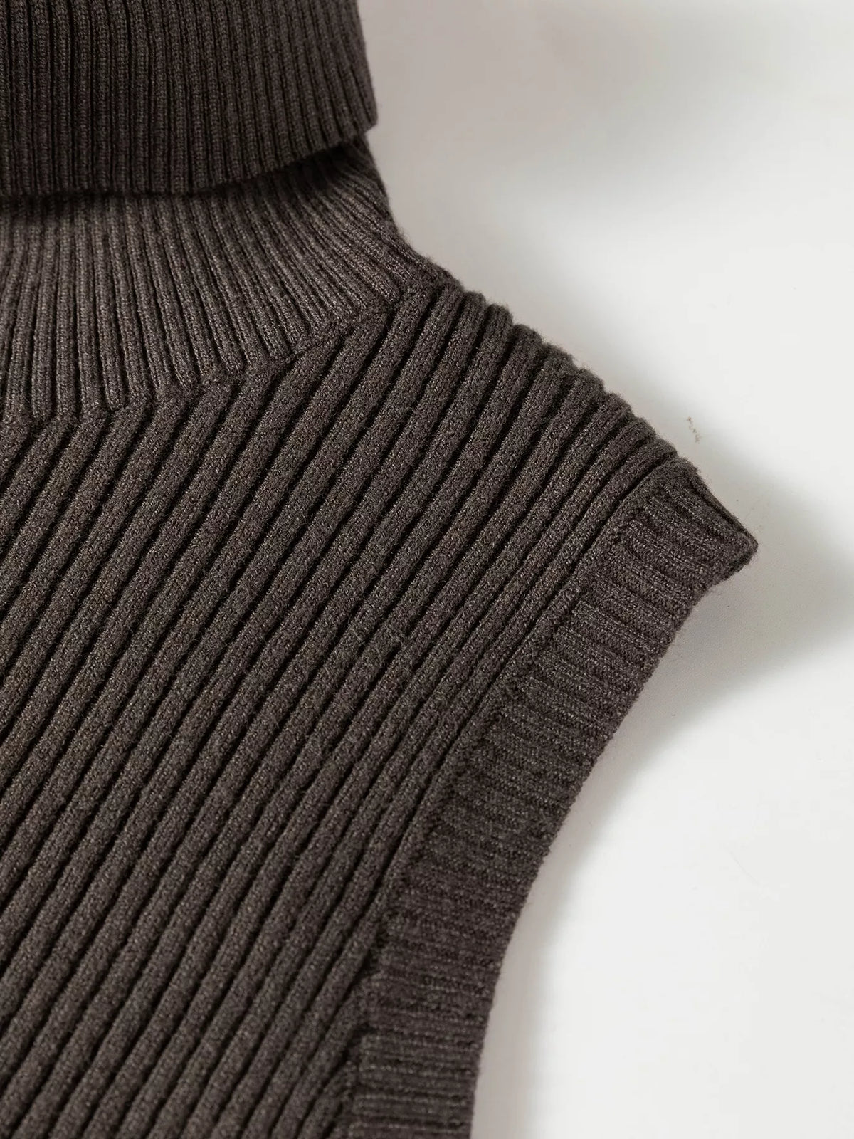 Trendsi Ribbed Knit High Neck Sleeveless Waist Slim Fit Sweater Vest -