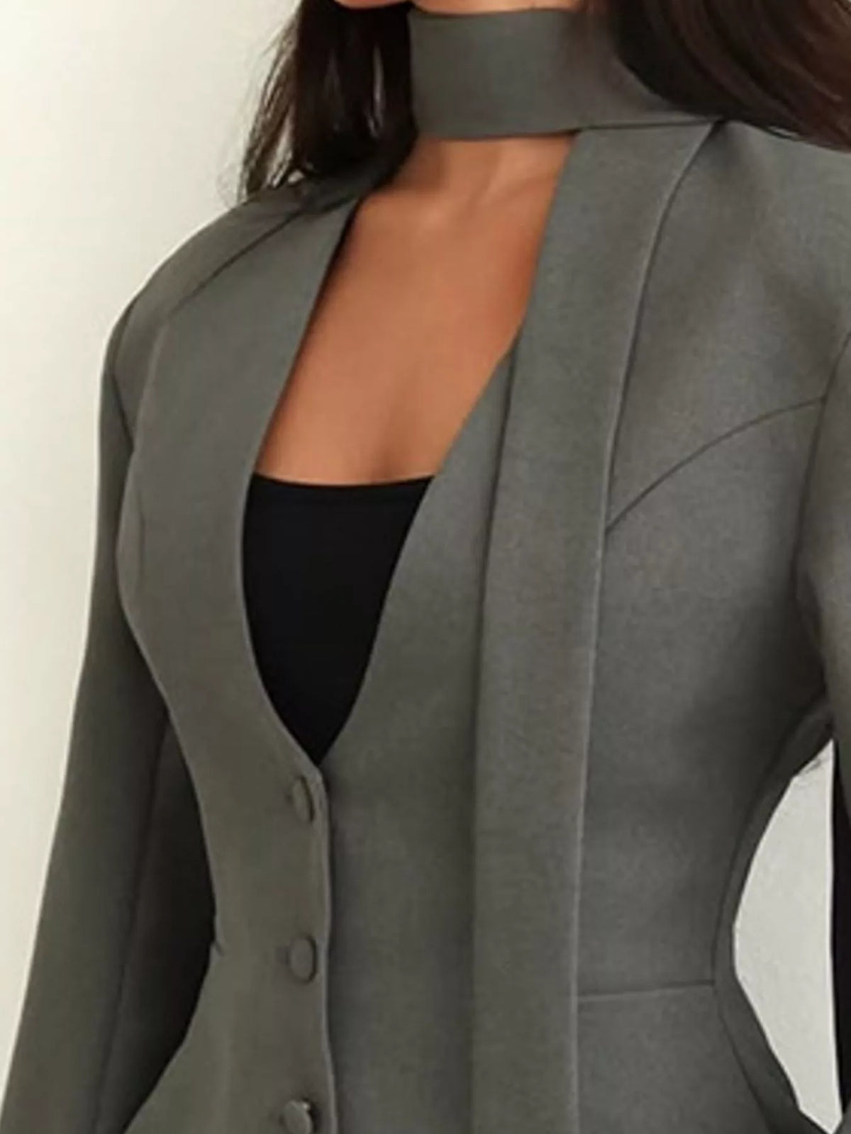 long sleeve blazer, construction and design details