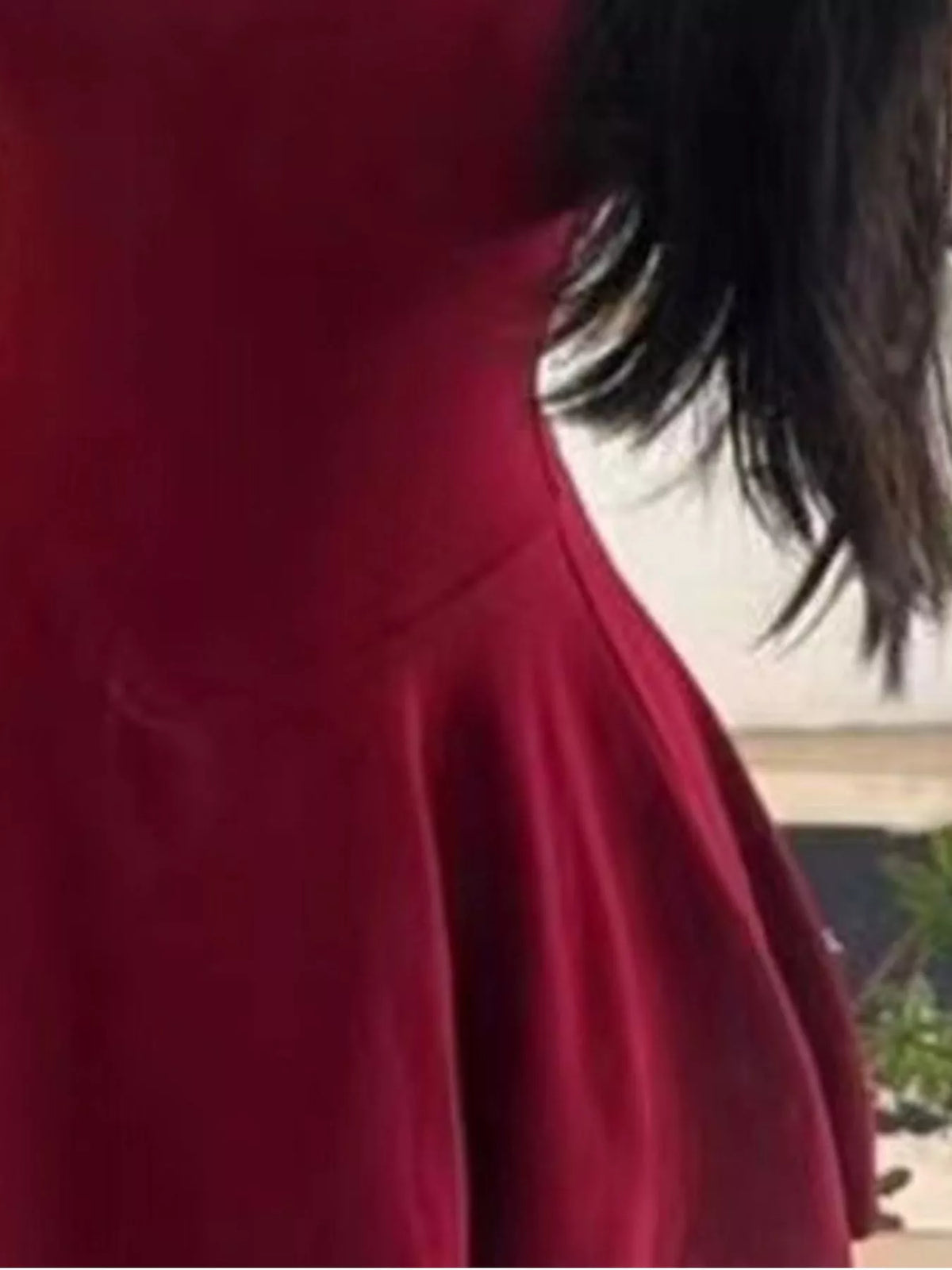 Red short-sleeve mini dress, garment detail