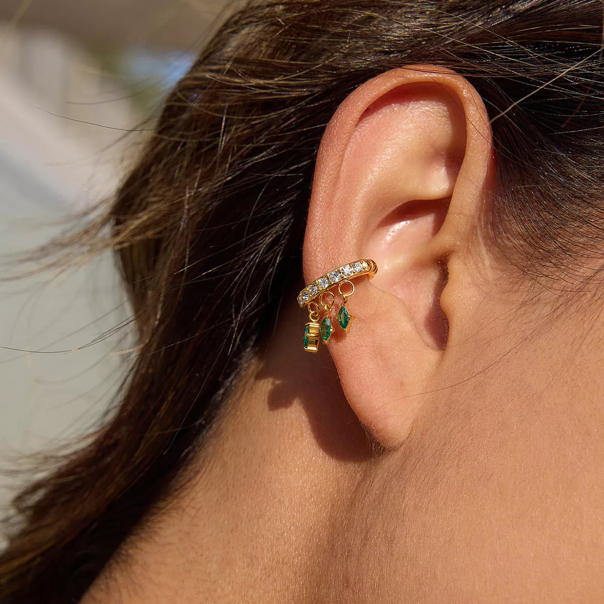 Zircon Beaded Ear Cuffs, shown worn