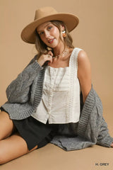 Trendsi Umgee Chunky Cable Knit Open Front Cardigan -