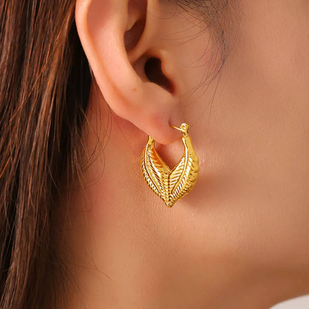 Trendsi Titanium Steel Leaf Shape Earrings -