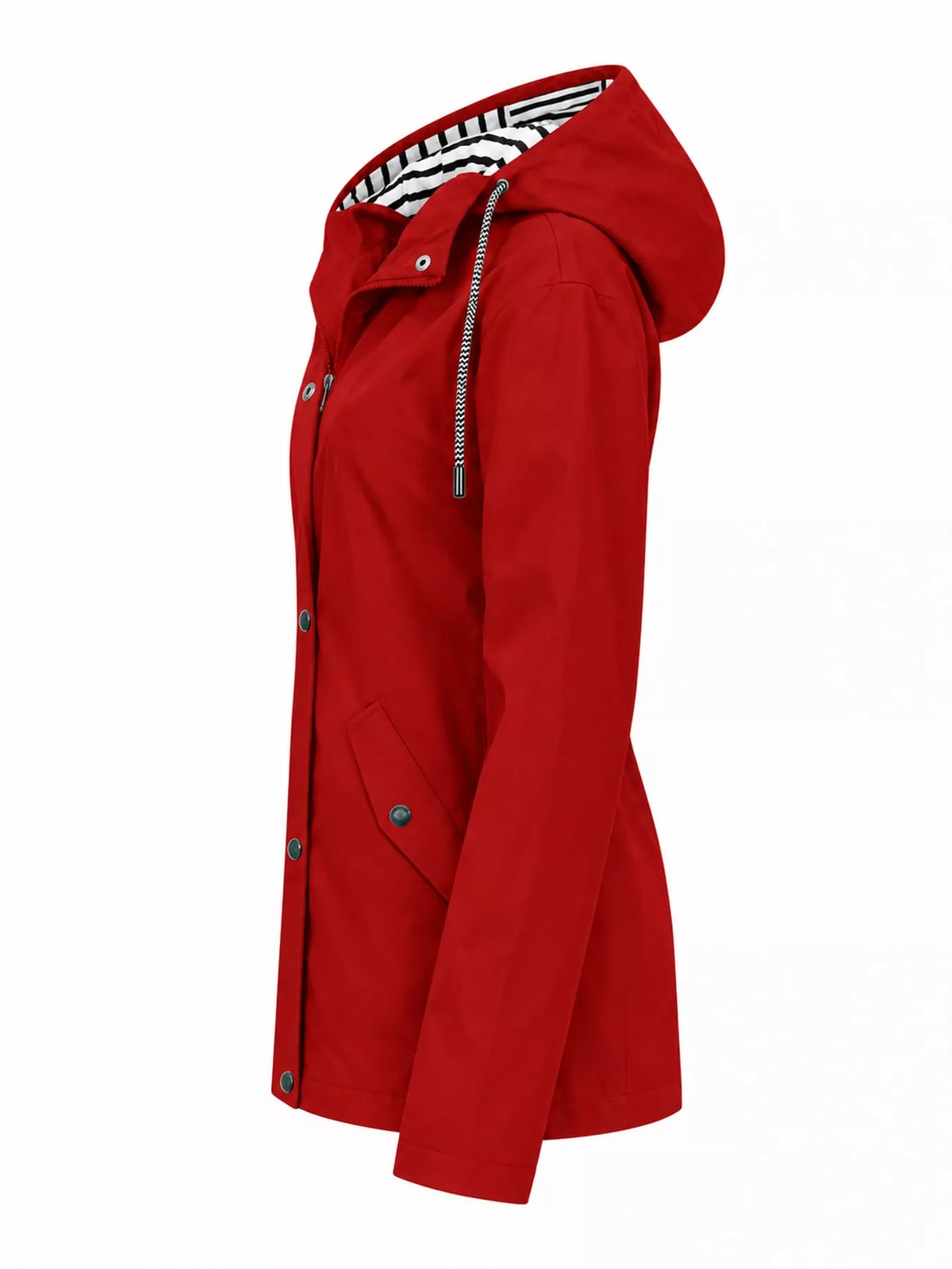 Red drawstring hooded jacket