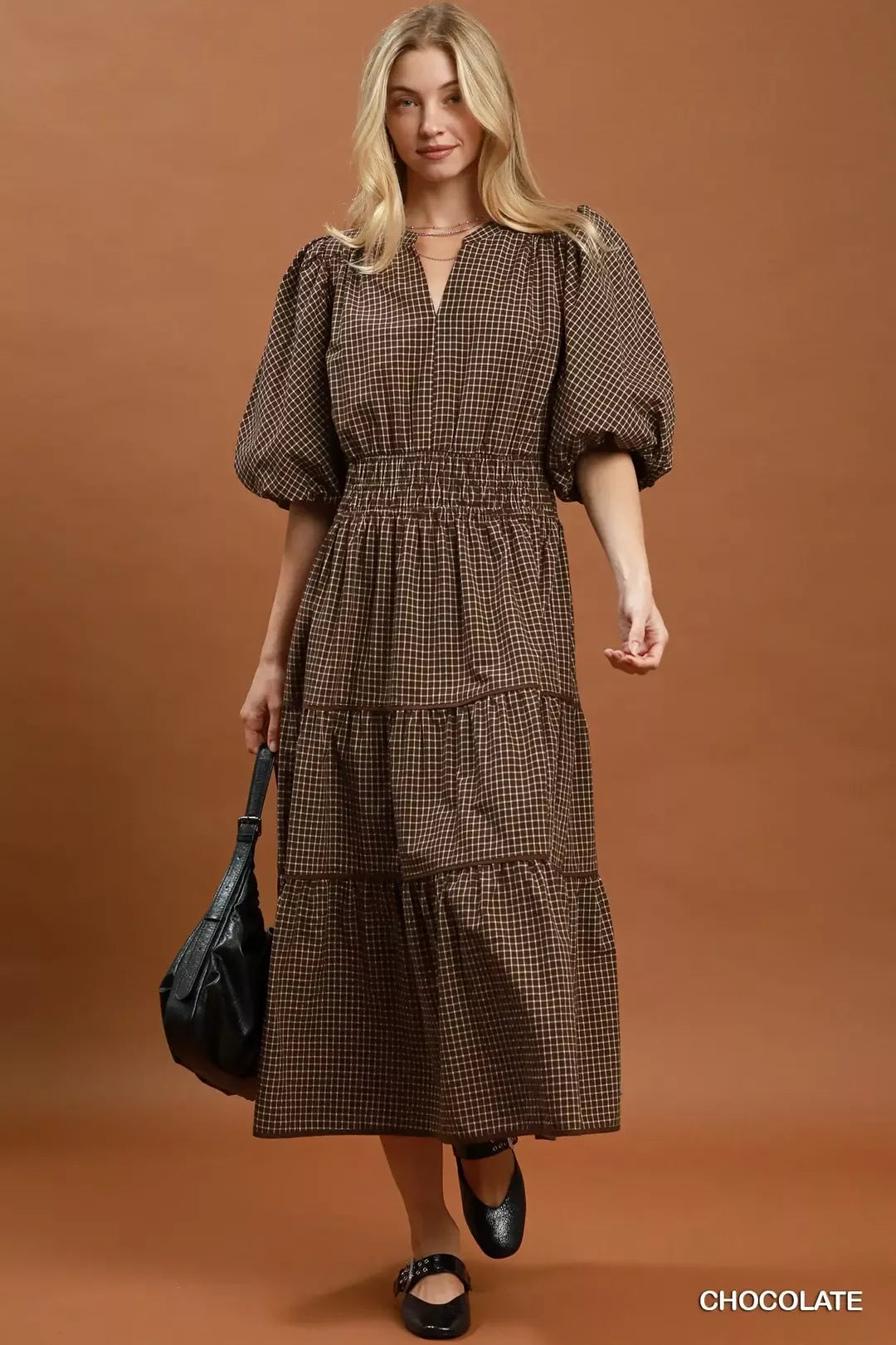 Trendsi Umgee Paid Smocked Waist Tiered Midi Dress -