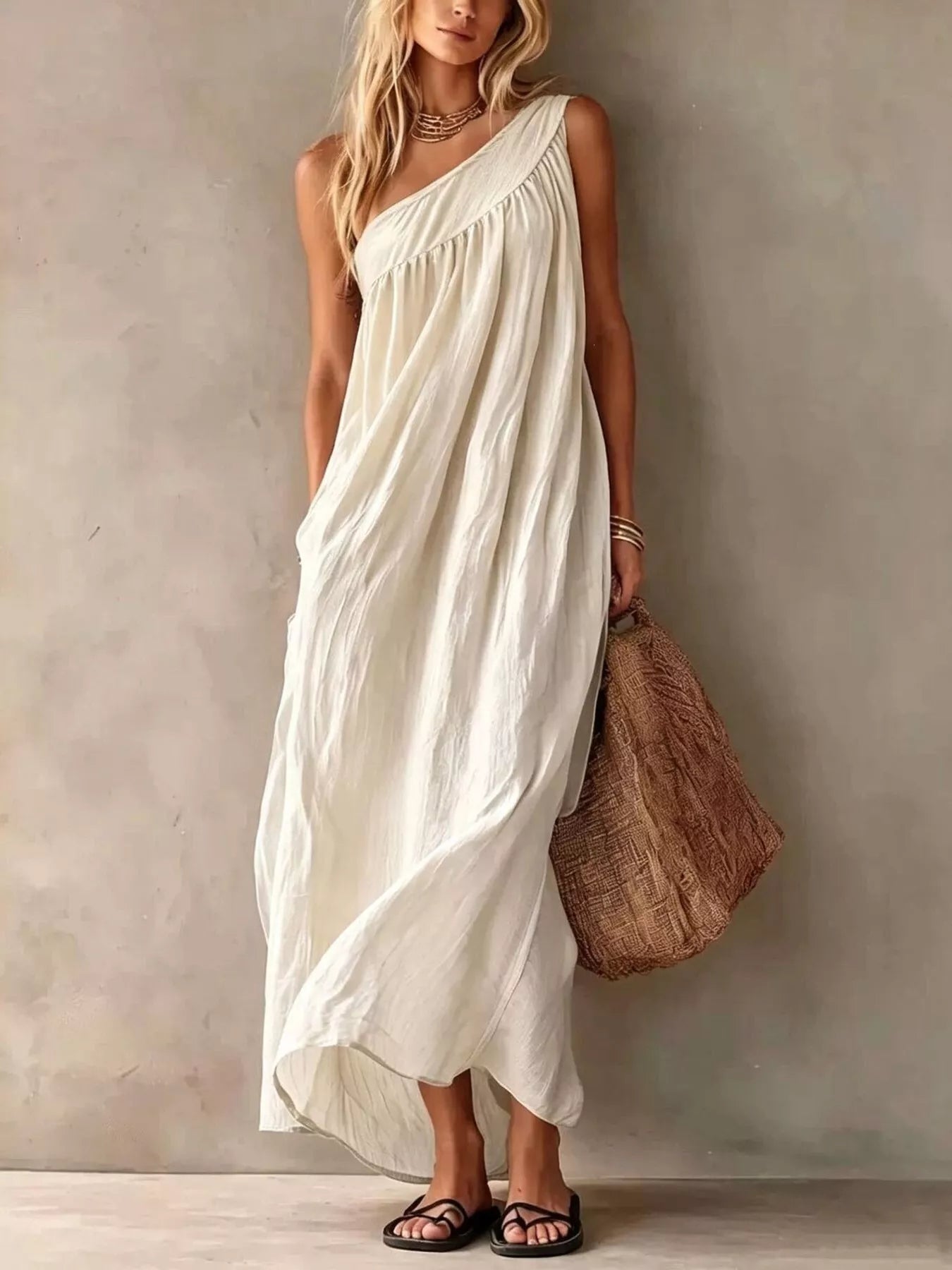 Trendsi Full Size One-Shoulder Maxi Dress Plus Size -
