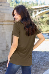 Trendsi Basic Bae Full Size V-Neck Short Sleeve T-Shirt -